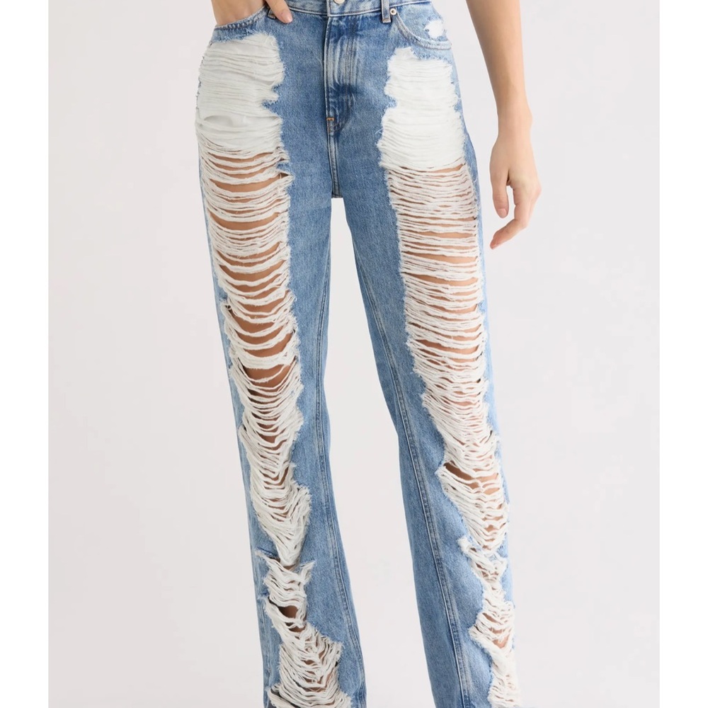 The Khole High Waist Ripped Denim Straight Leg Jeans NWT SIZE 4